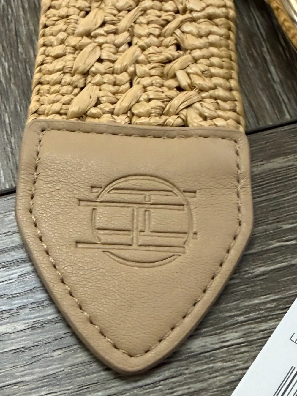 House of Harlow 1960 Beige Woven Belt with Gold Buckle Size M New